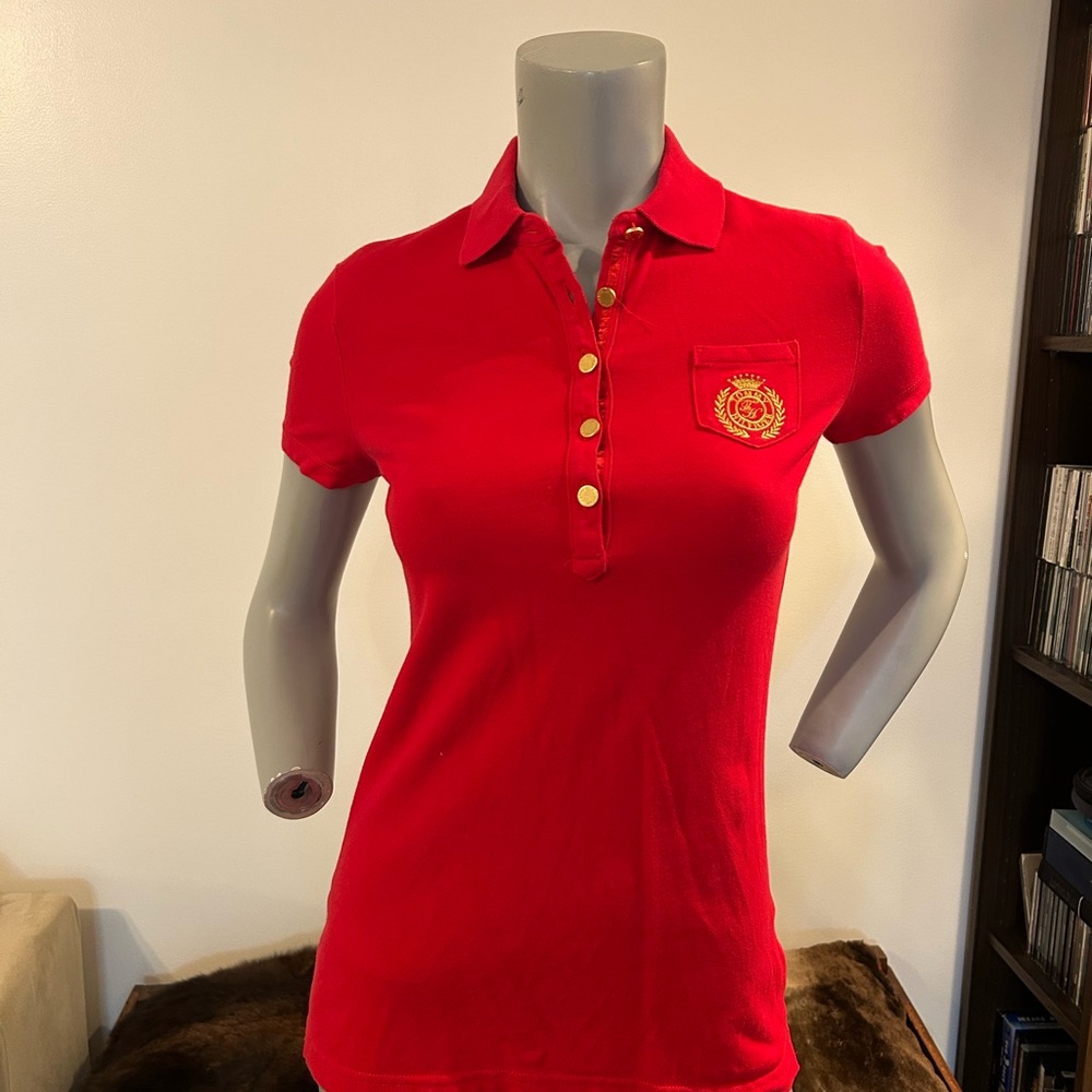Tommy Hilfiger Red Fitted Polo Button Down❤️XS